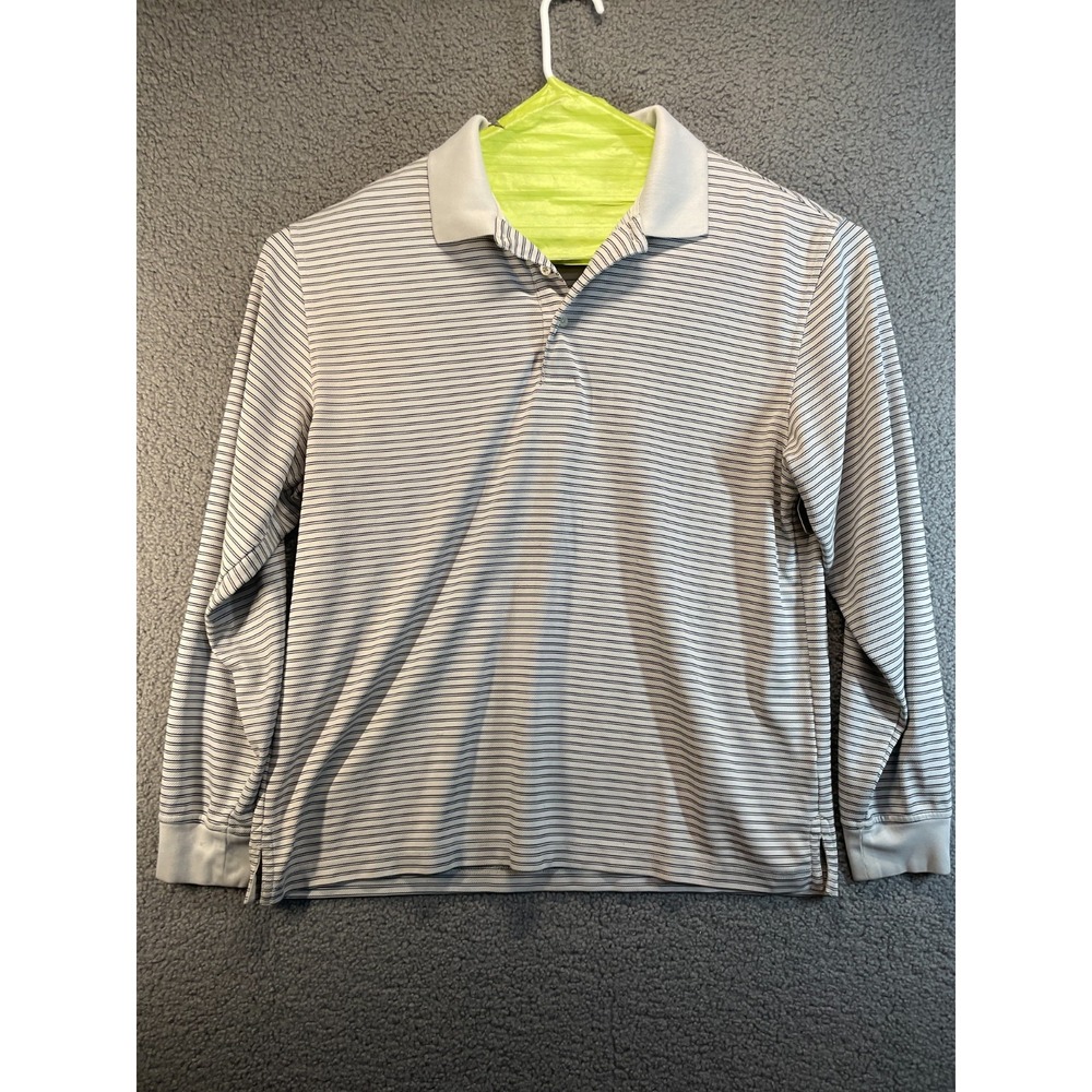 Roundtree & Yorke Men's L Long Sleeve Black w/White Stripes Cotton Knit